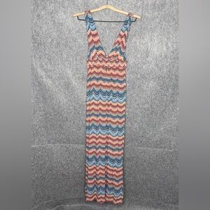 Forever 21 Multicolor‎ Deep V-Neck Cut-Out Maxi Dress- Sz S